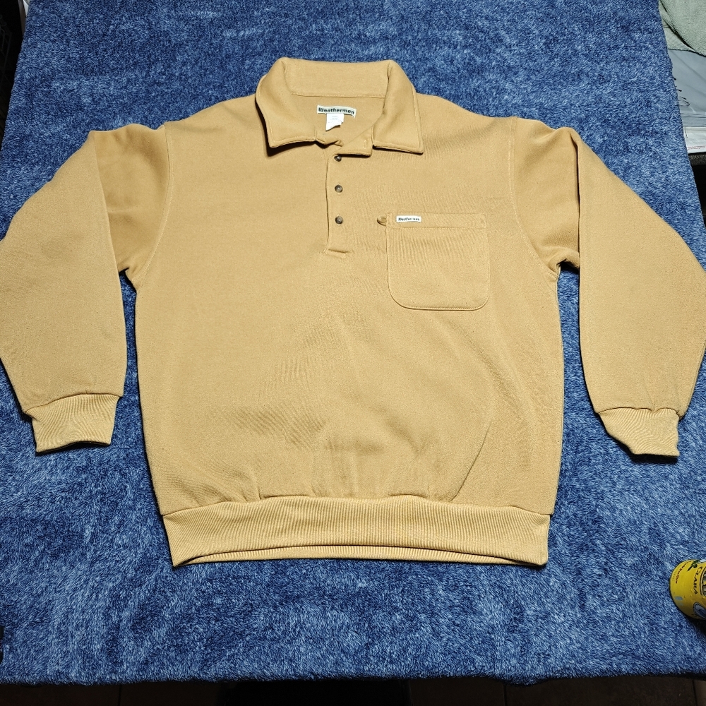 Weatherman Men's Long-Sleeve Polo Brown Active Streetwear Shirt Size M